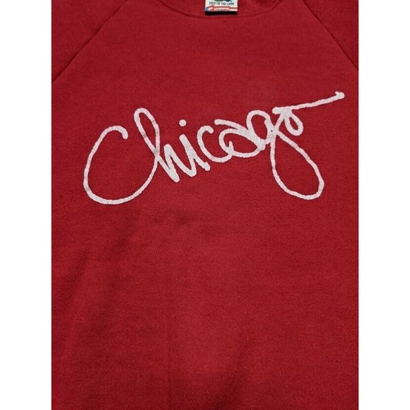 Vintage Chicago Sweatshirt Crewneck Medium Red Shirt Long Sleeve - Picture 2 of 9
